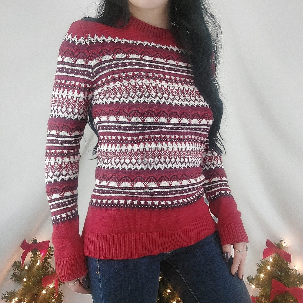Croft & Barrow Fair Isle Christmas Holiday Sweater Womens Small Preppy